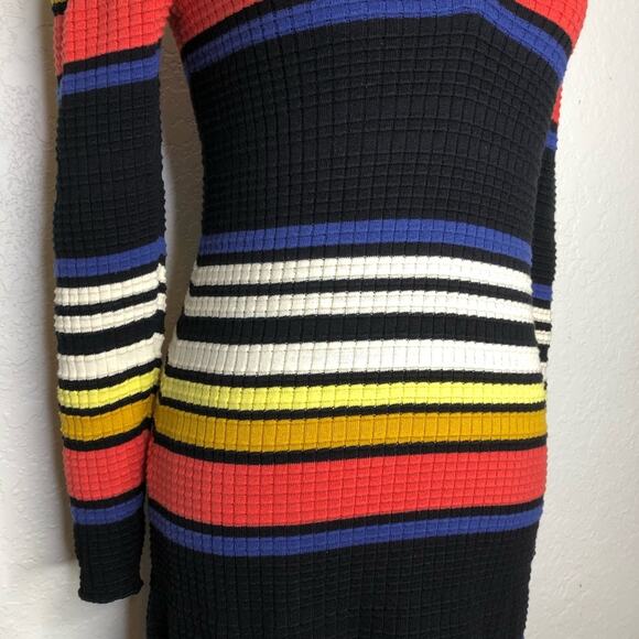 Free People Gidget black white colored striped ribbed knit dress Extra Small XS - Picture 9 of 14